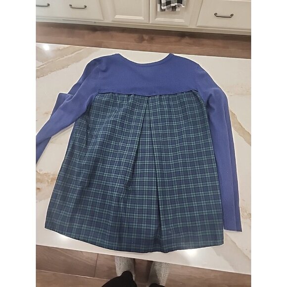 Vineyard Vines Sweater Navy Plaid Merino Wool Blend Mixed Media Women's XS - Picture 7 of 8